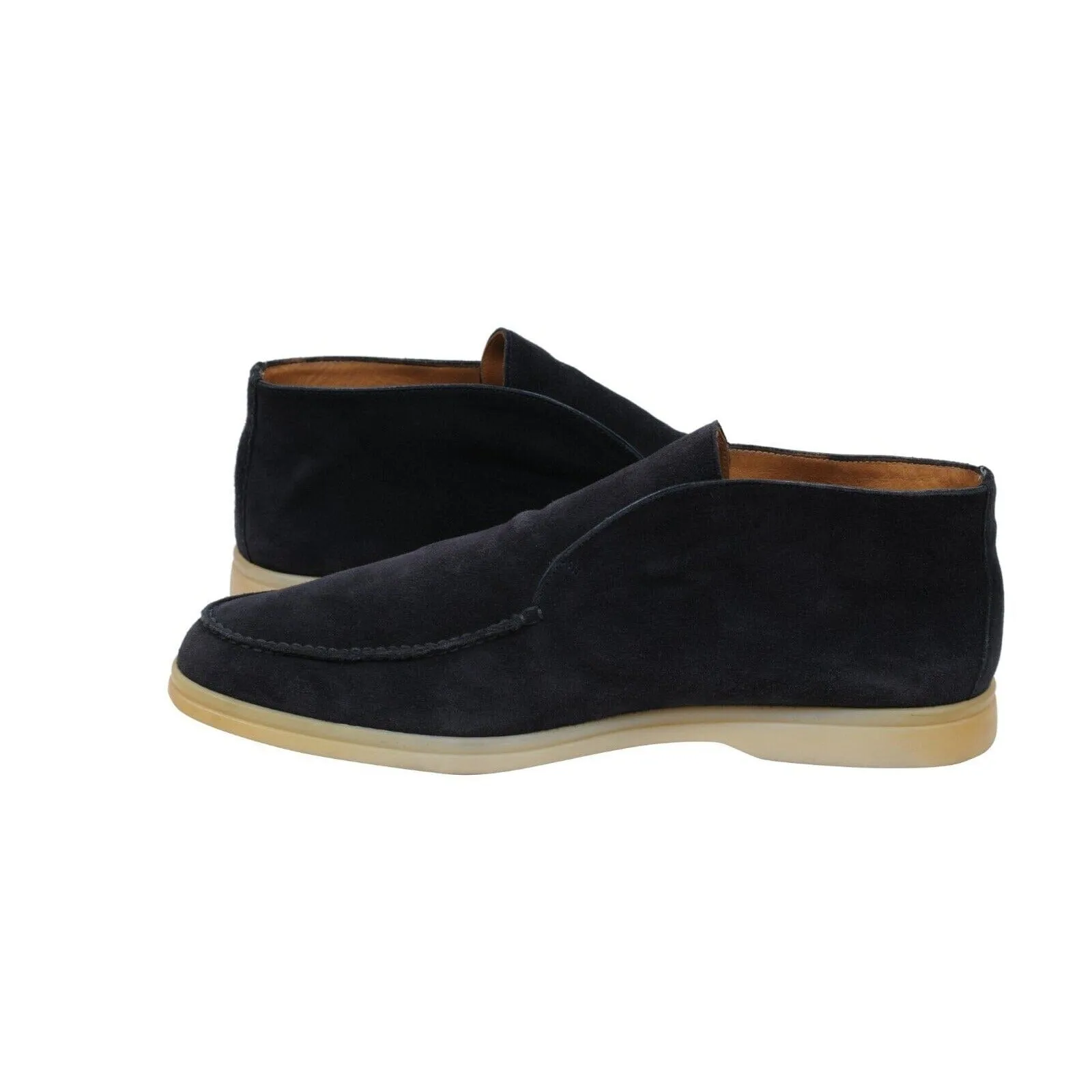 Open Walk Ankle Boots Navy Blue Suede Slip On Chukkas