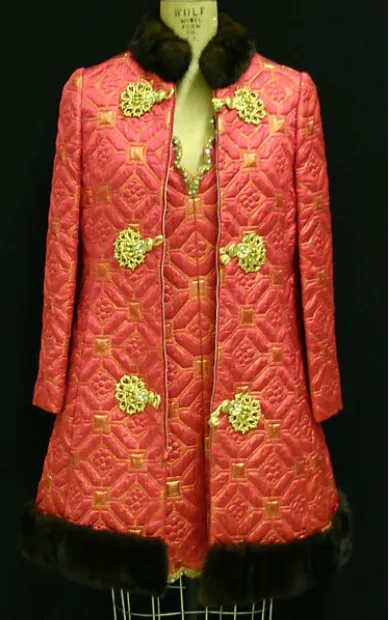 Oscar De La Renta 1968 Brocade Dress & Coat Mink Trim Set