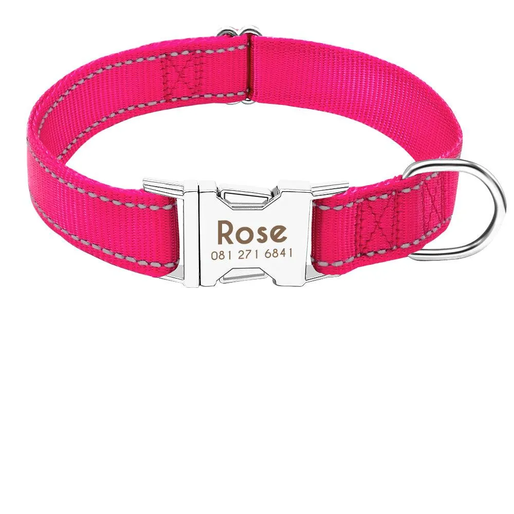 Personalized Plain & Pattern Print Nylon Dog Collar