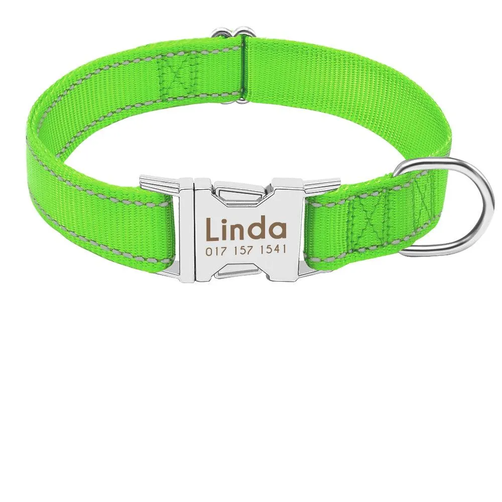 Personalized Plain & Pattern Print Nylon Dog Collar