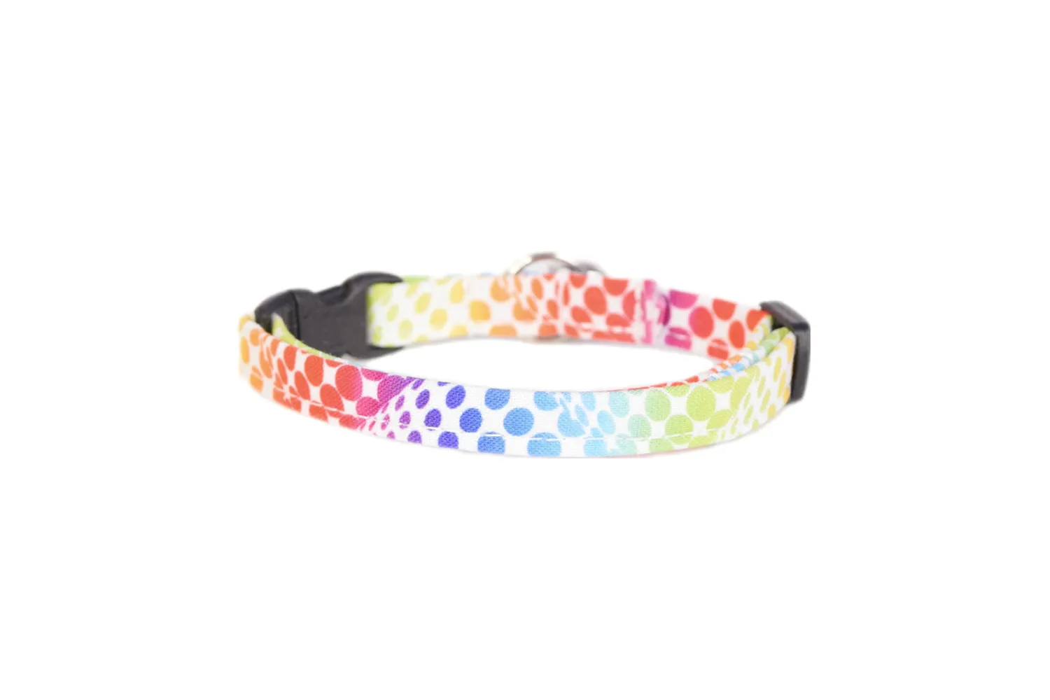 Rainbow Dots on White Cat Collar