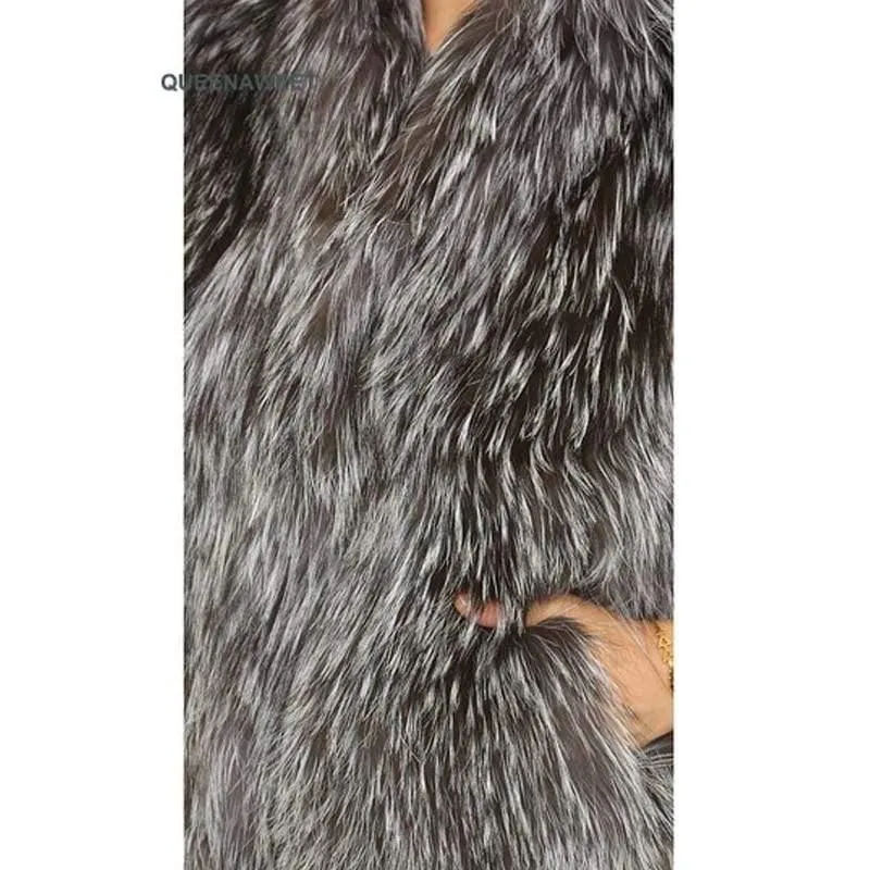 Real Knit Silver Fox Fur Vest With Collar