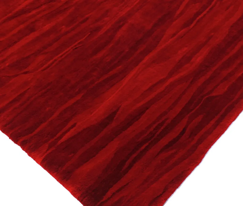 RED DYED SHEARED BEAVER FUR THROW, BLANKET