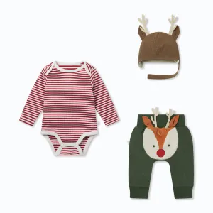 Reindeer Bonnet, Bodysuit & Joggers Outfit