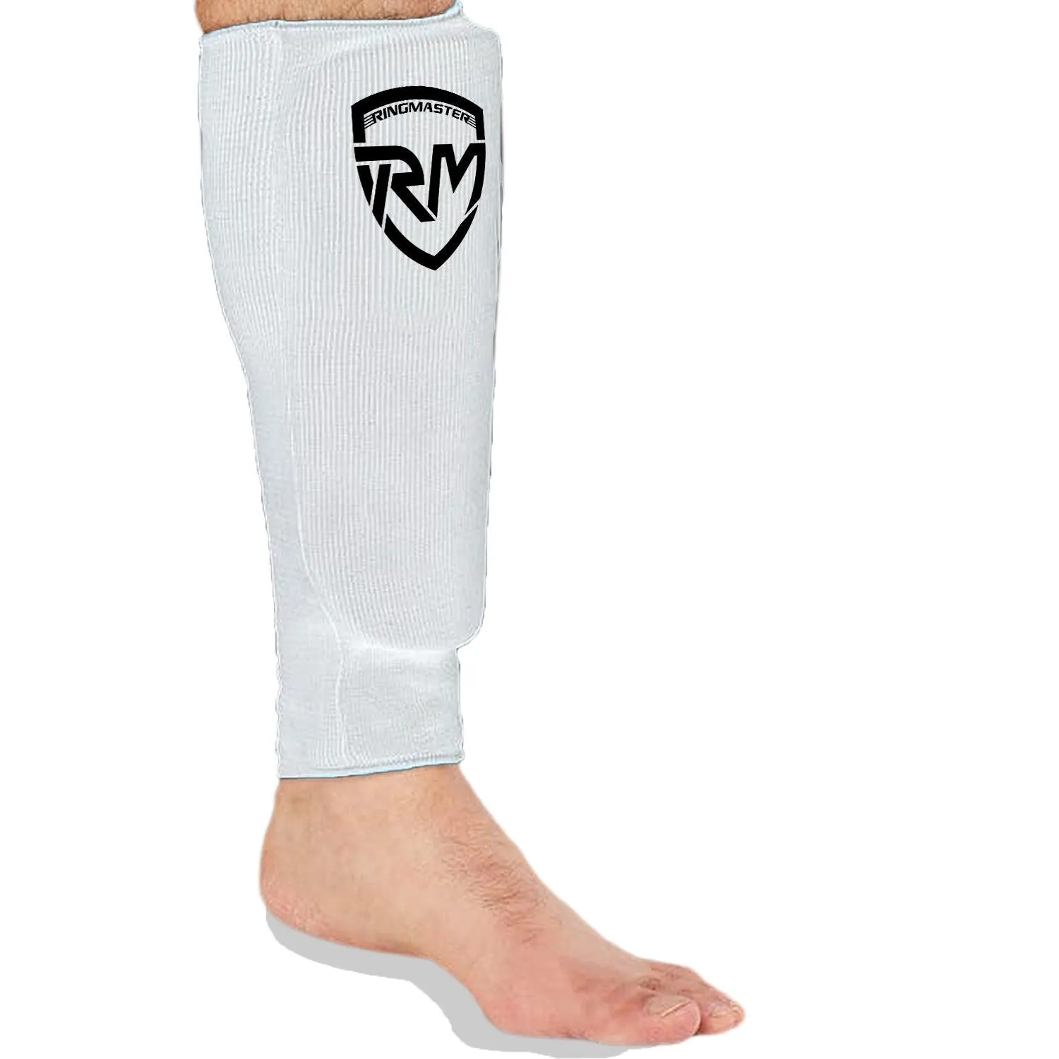 RingMaster Sports Elastic Shin Pads White