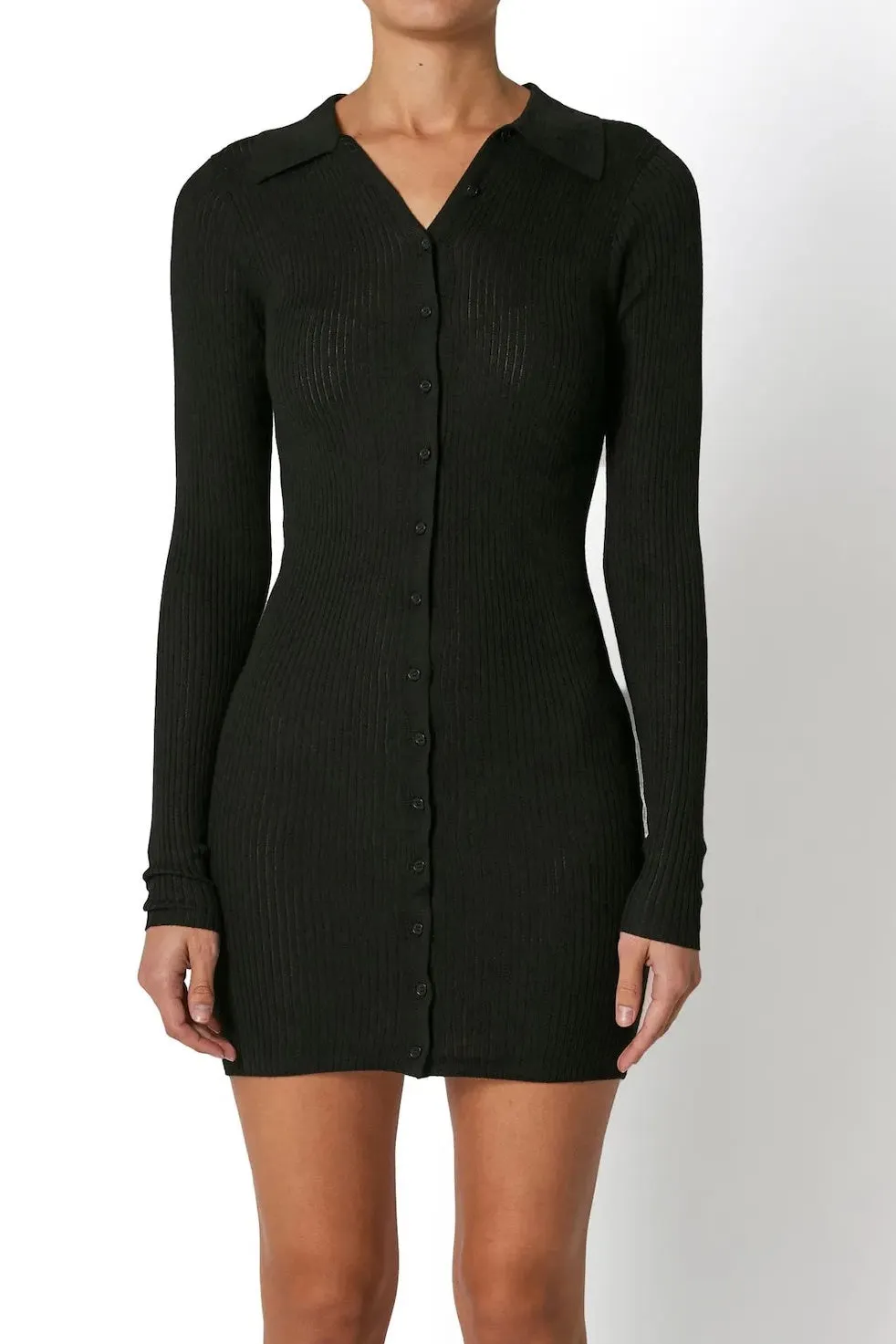 ROLLAS Womens Caroline Knit Mini Dress Black