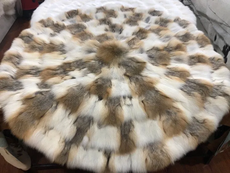 Round Circular Fox Fur Rugs Carpets