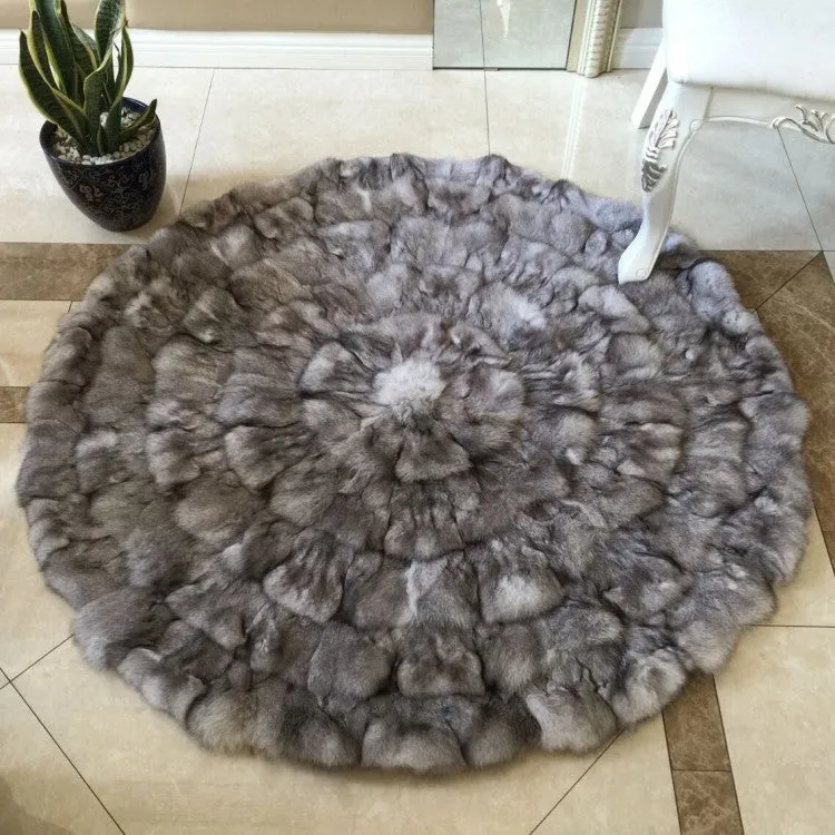 Round Circular Fox Fur Rugs Carpets