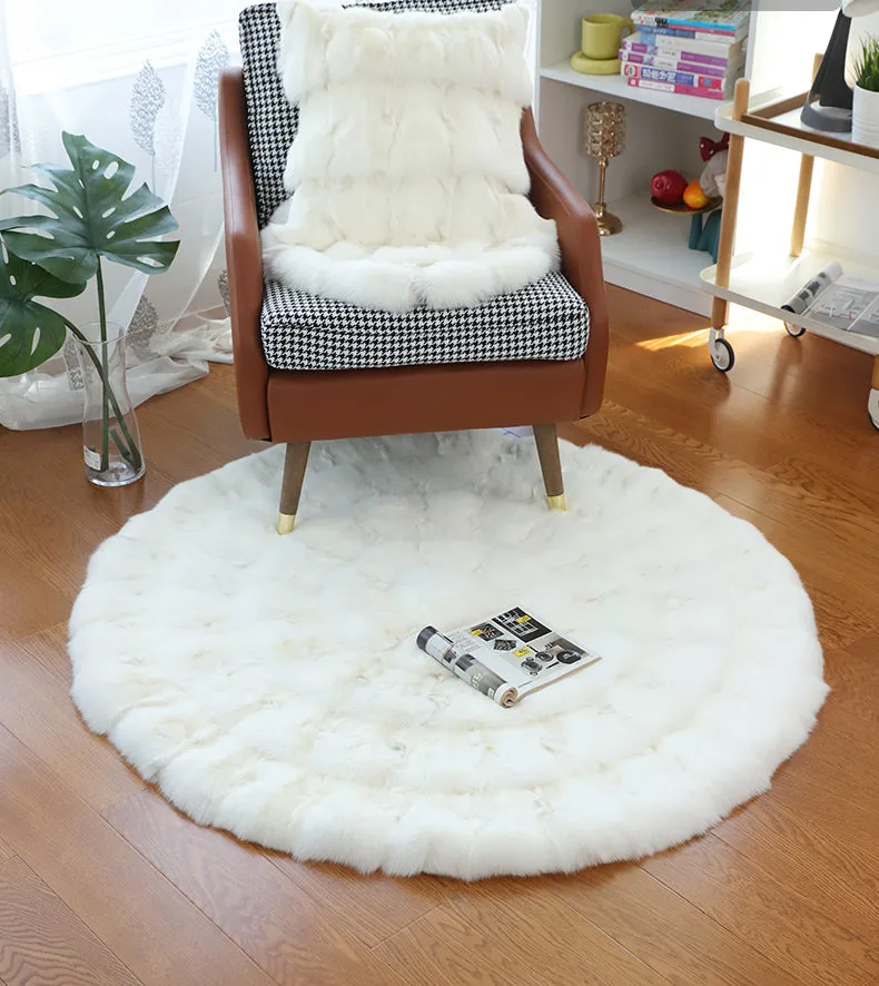 Round Circular Fox Fur Rugs