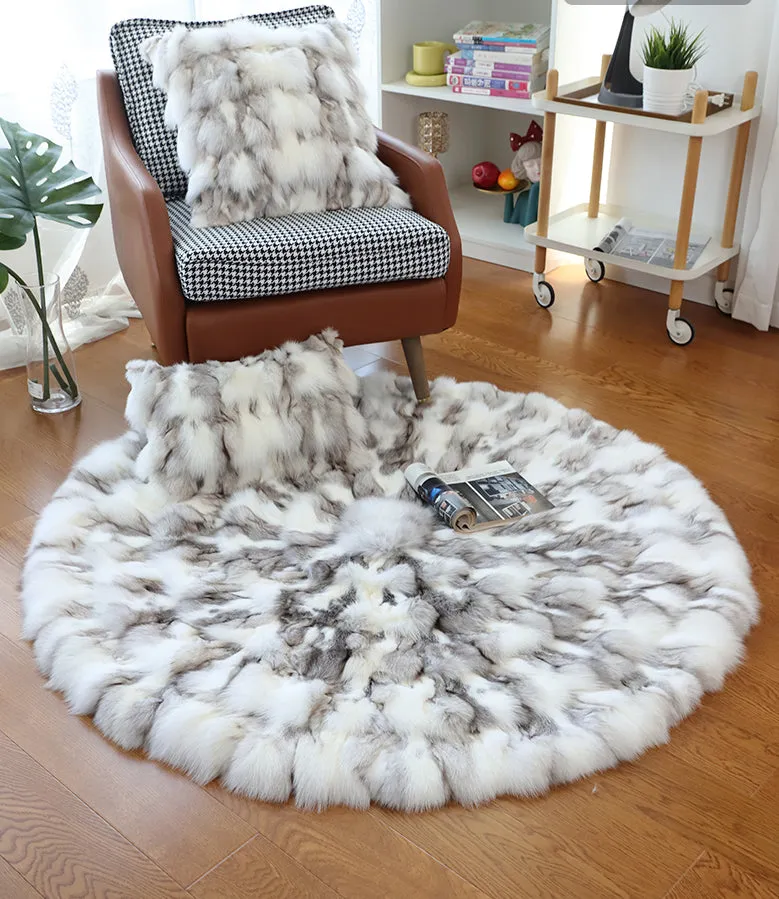 Round Circular Fox Fur Rugs