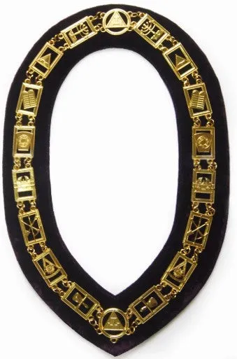 Royal Arch - Masonic Chain Collar - Gold/Silver On Purple   Free Case