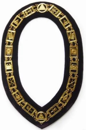 Royal Arch - Masonic Chain Collar - Gold/Silver On Purple   Free Case