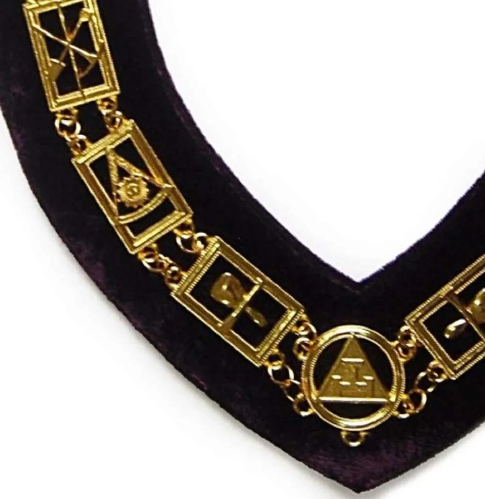 Royal Arch - Masonic Chain Collar - Gold/Silver On Purple