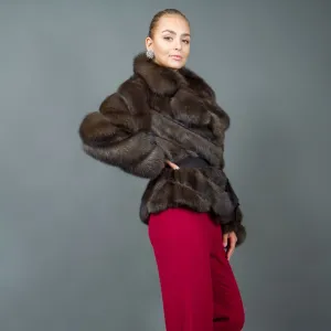 Russian Sable Fur Jacket with large Notched Collar luxury