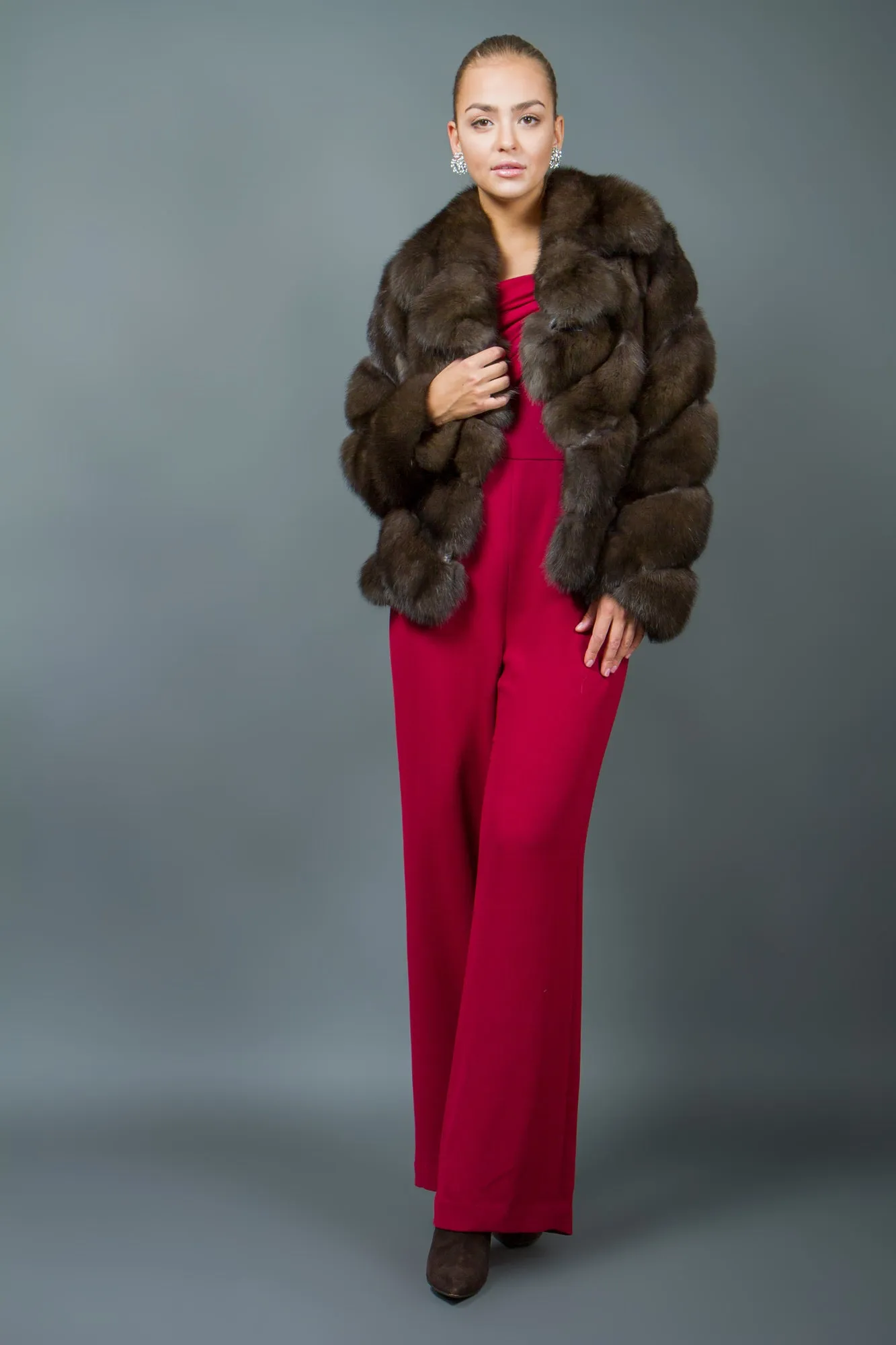 Russian Sable Fur Jacket with large Notched Collar luxury