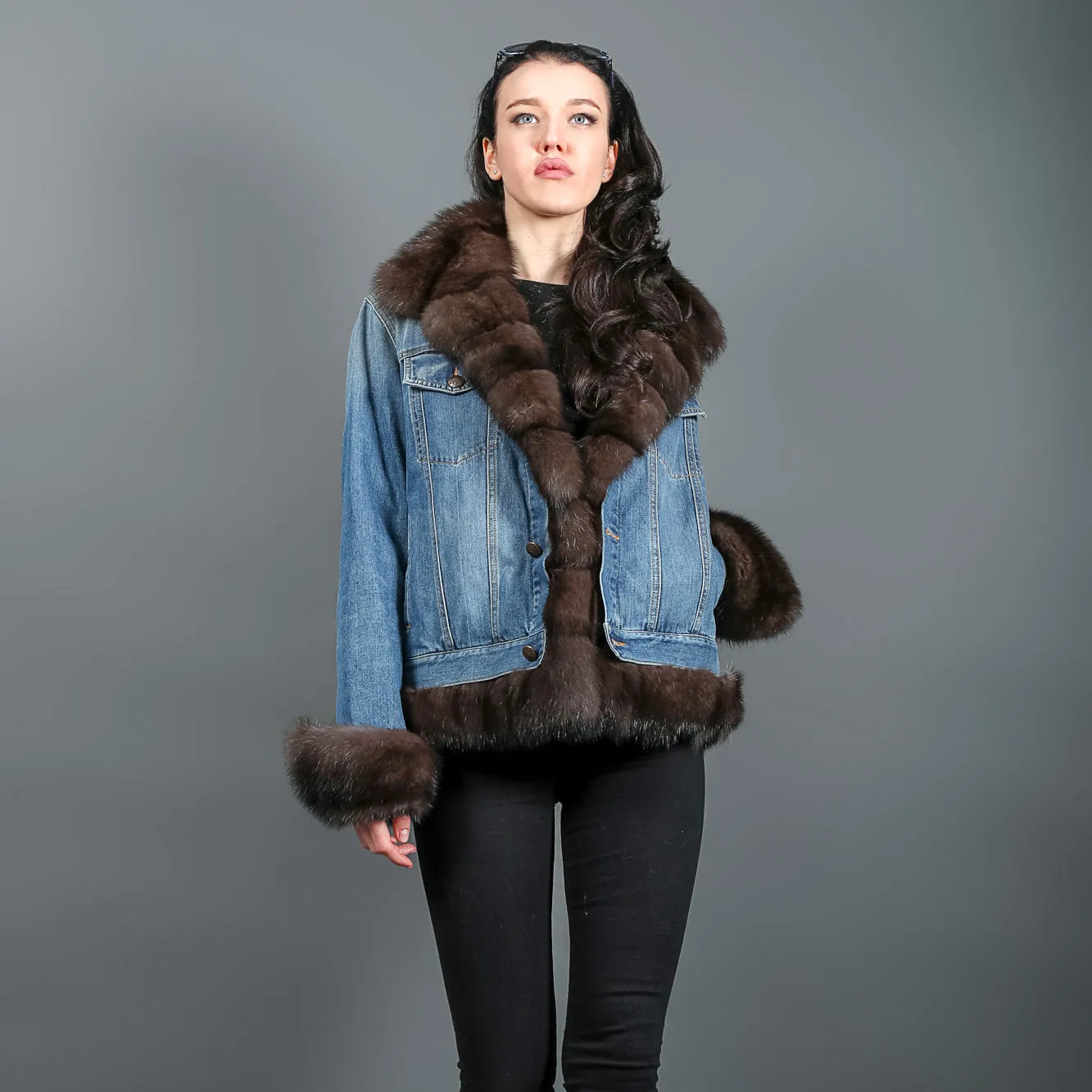 Sable Fur and denim luxury women's jacket