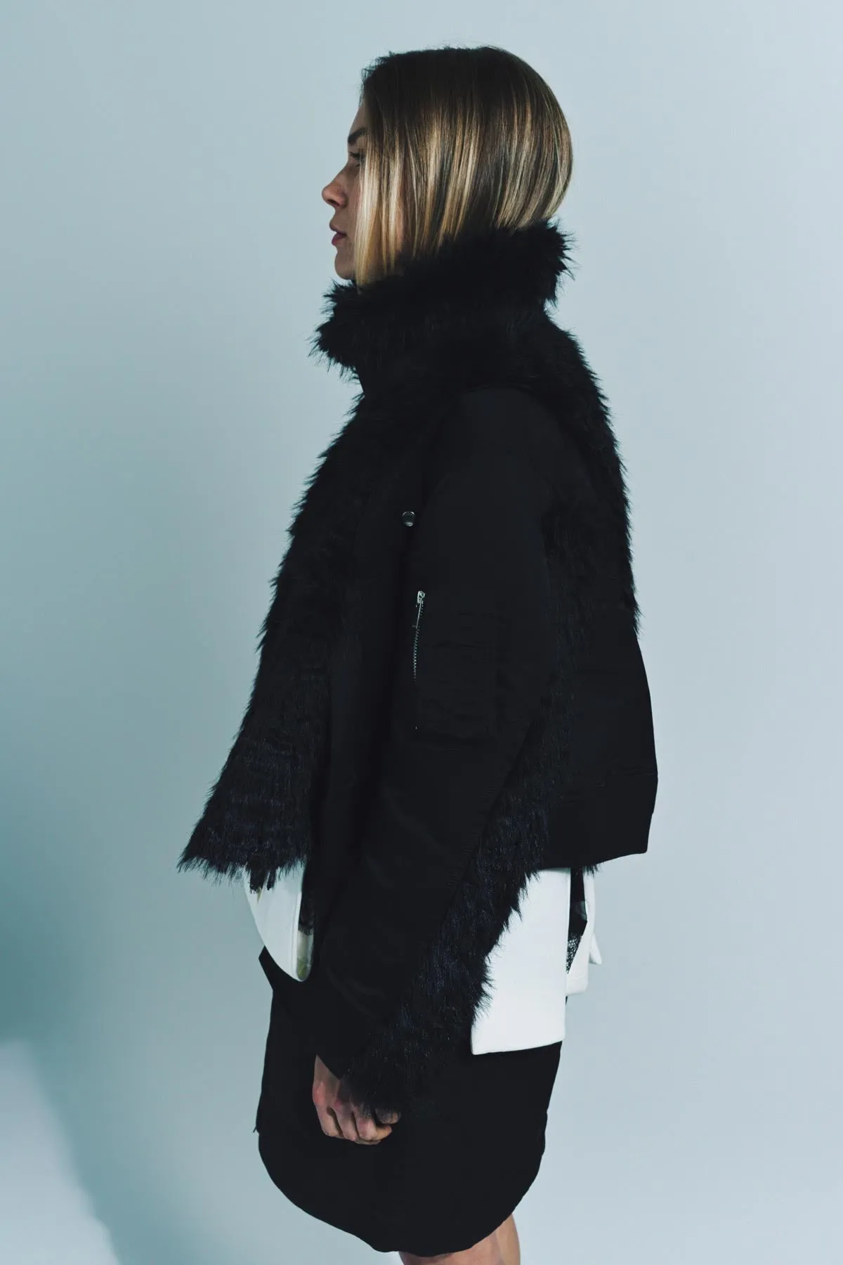 SACAI | FAUX FUR NYLON TWILL BLOUSON