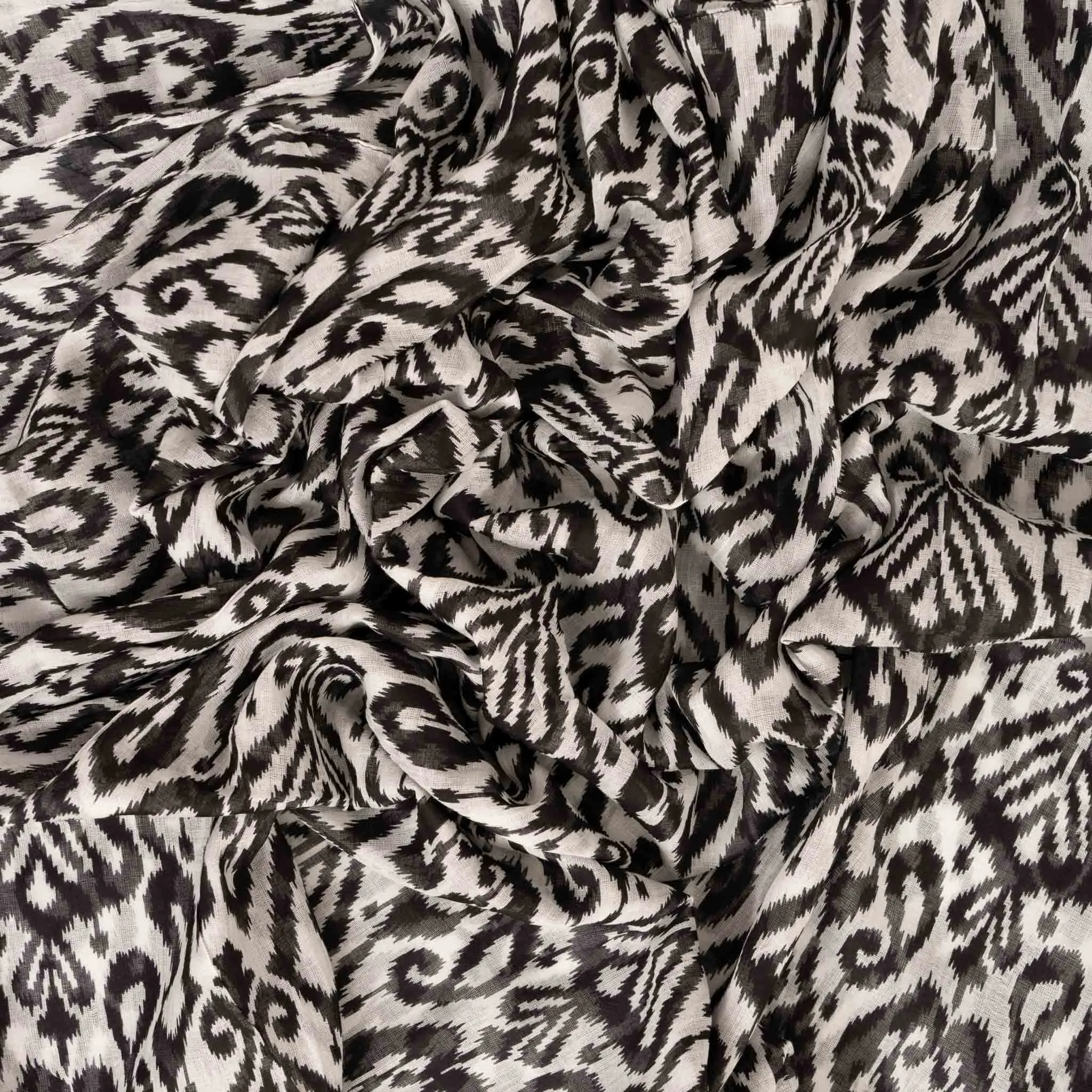 Saffron Lightweight Cotton Scarf - Black, Damask