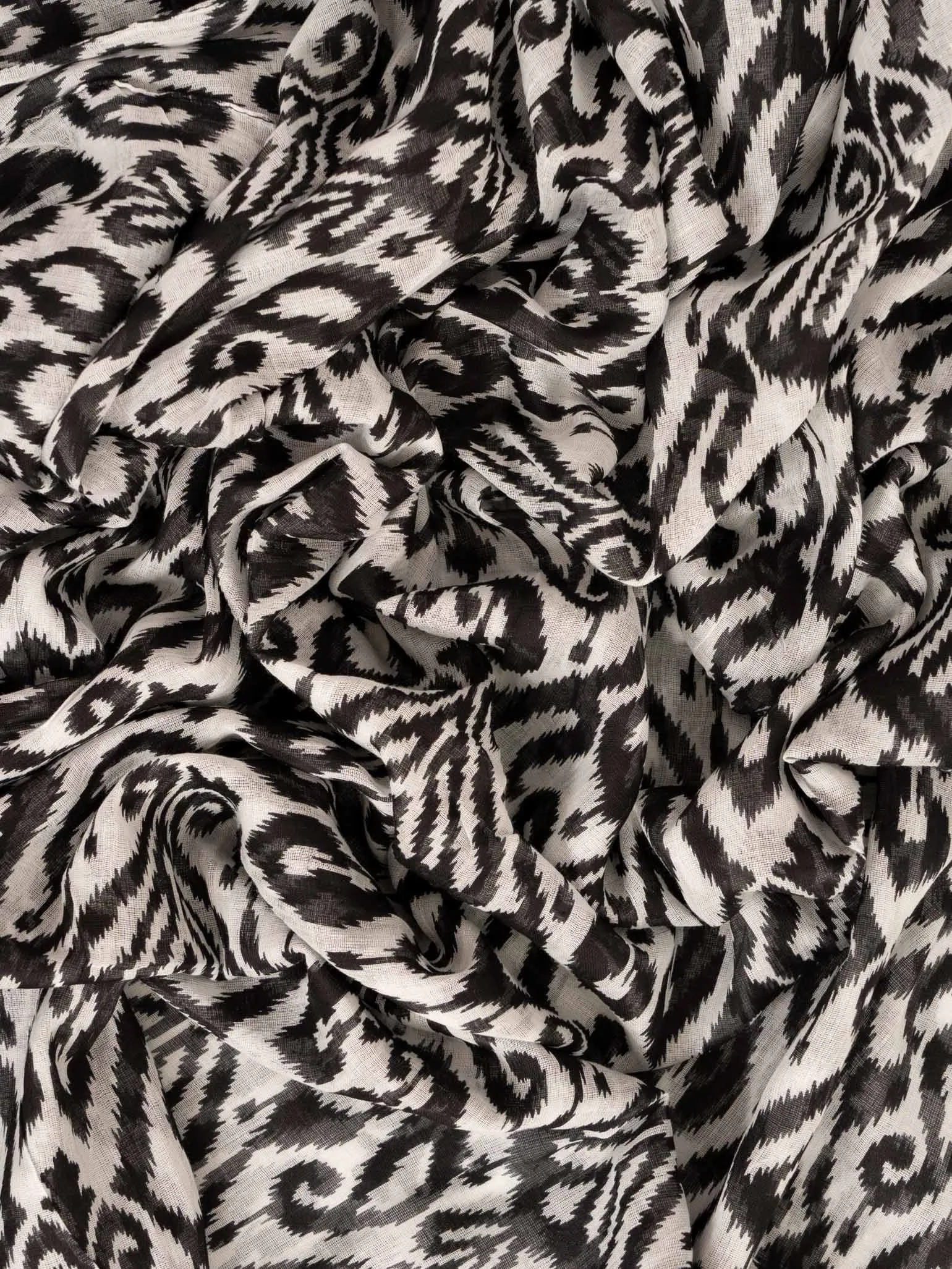 Saffron Lightweight Cotton Scarf - Black, Damask