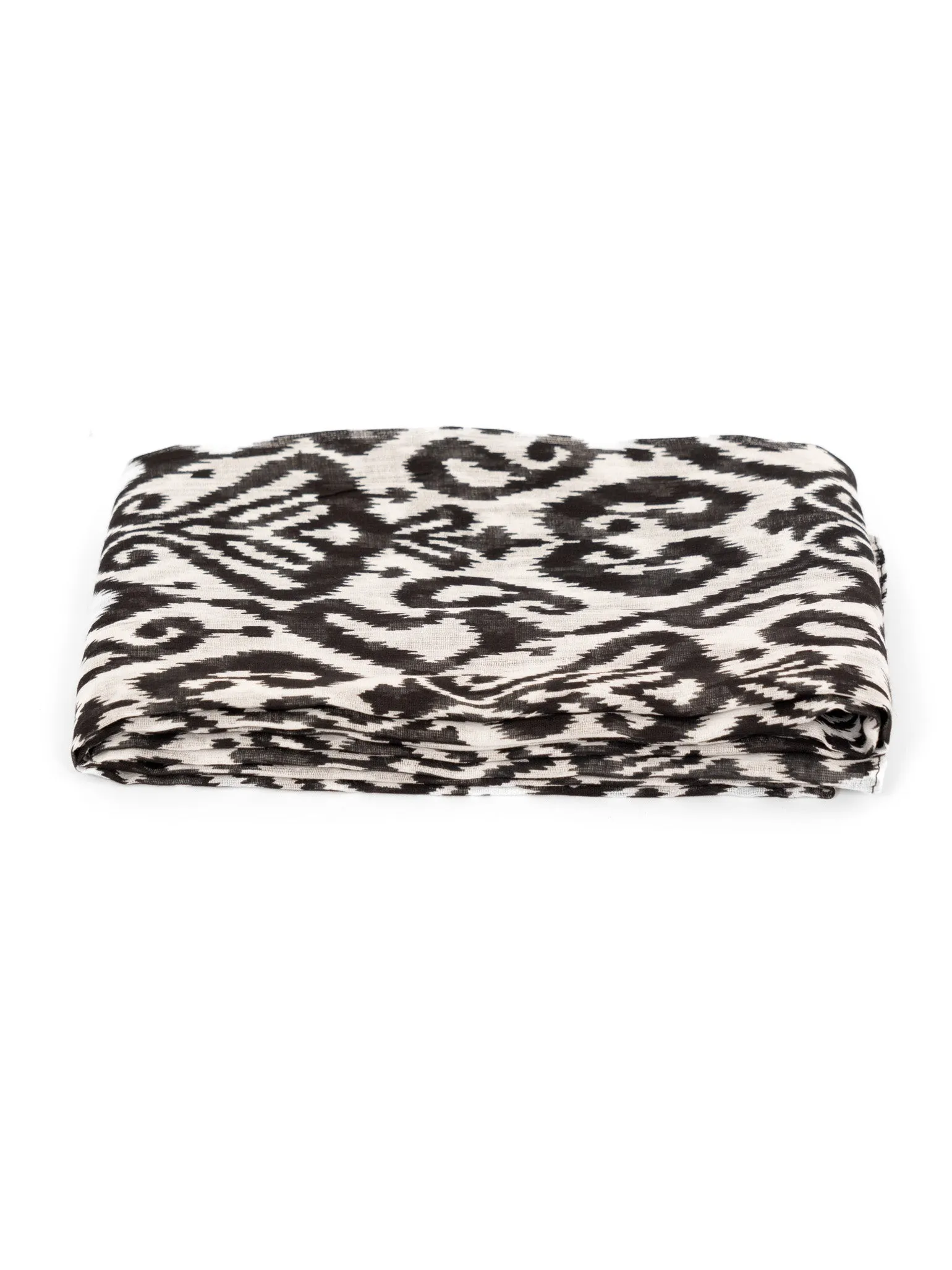 Saffron Lightweight Cotton Scarf - Black, Damask