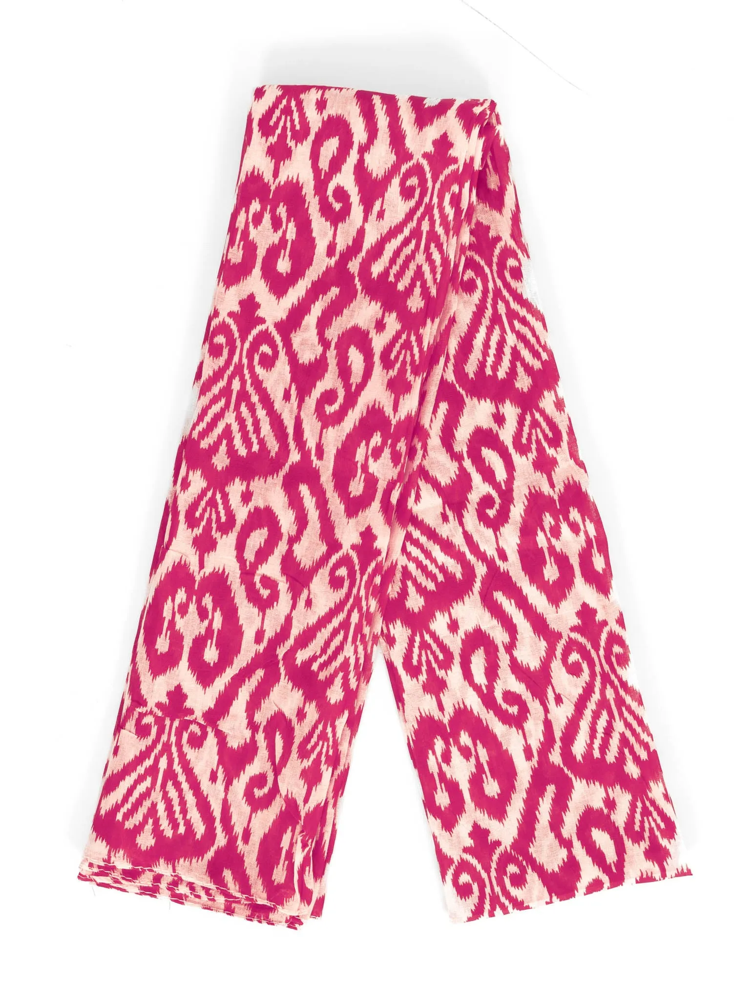 Saffron Lightweight Cotton Scarf - Fuchsia, Damask