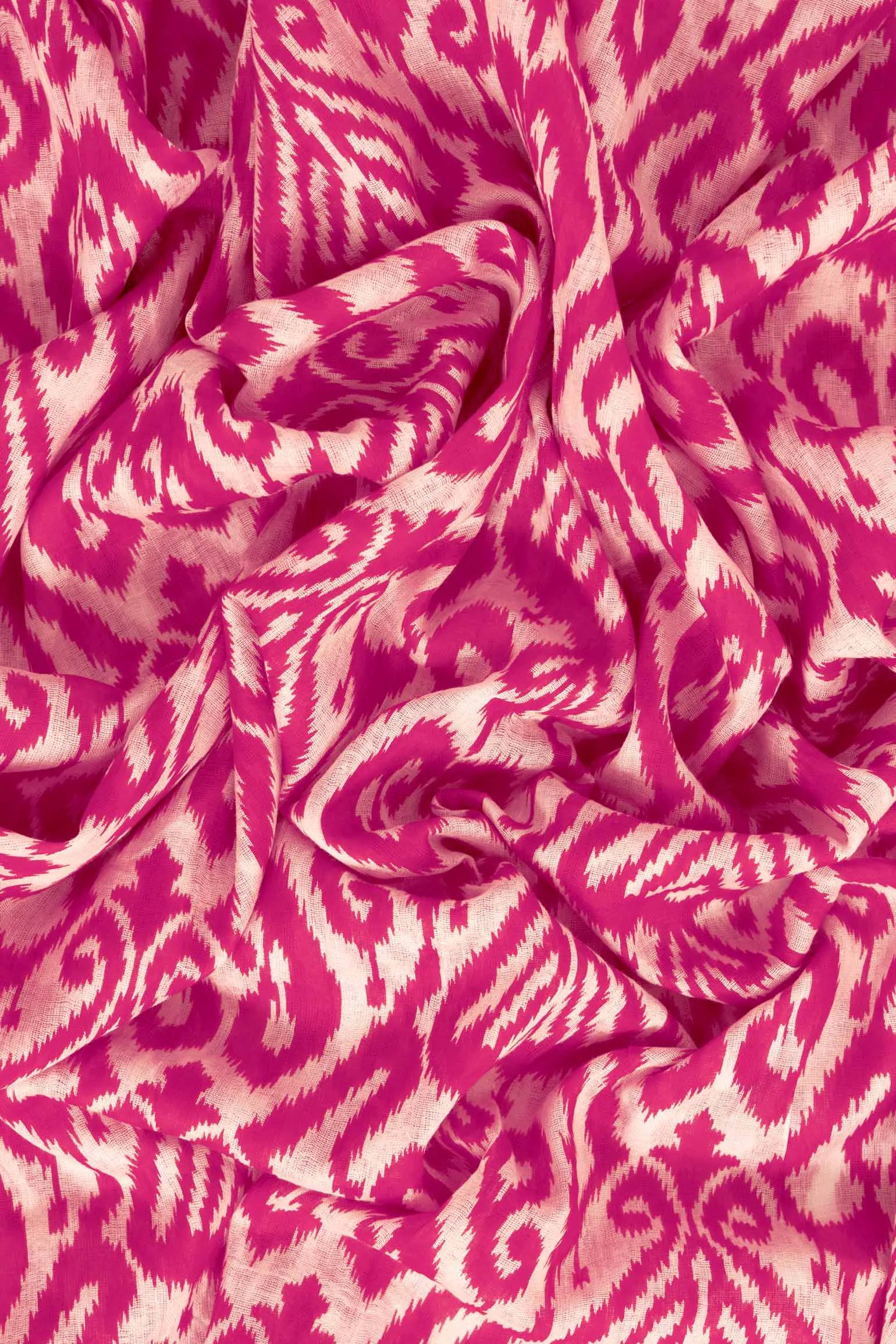 Saffron Lightweight Cotton Scarf - Fuchsia, Damask