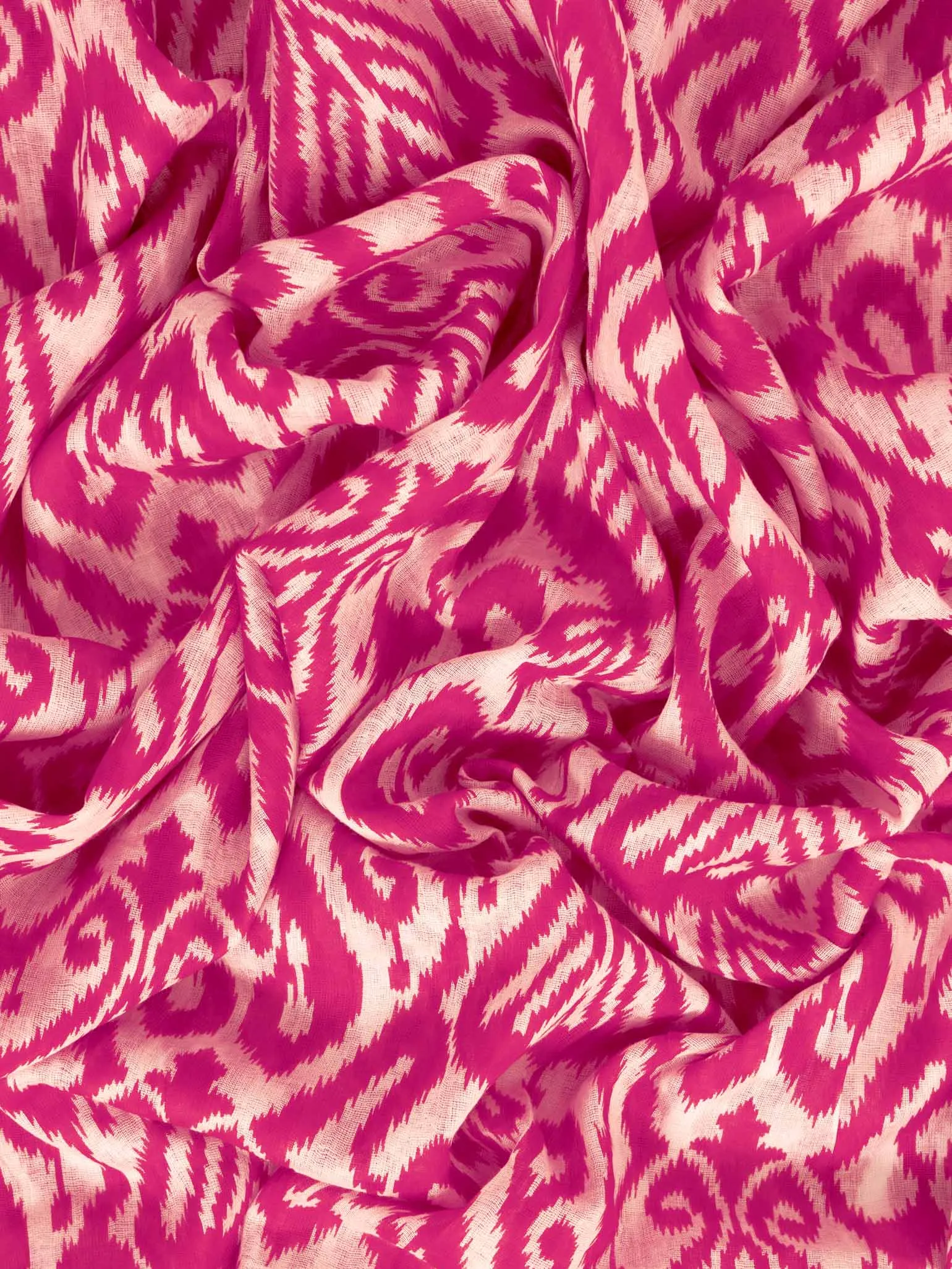 Saffron Lightweight Cotton Scarf - Fuchsia, Damask