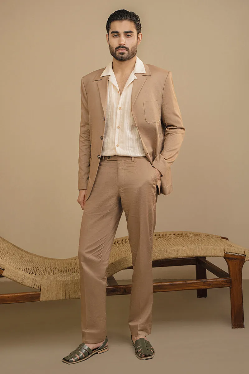 SAND BROWN LINEN SUIT