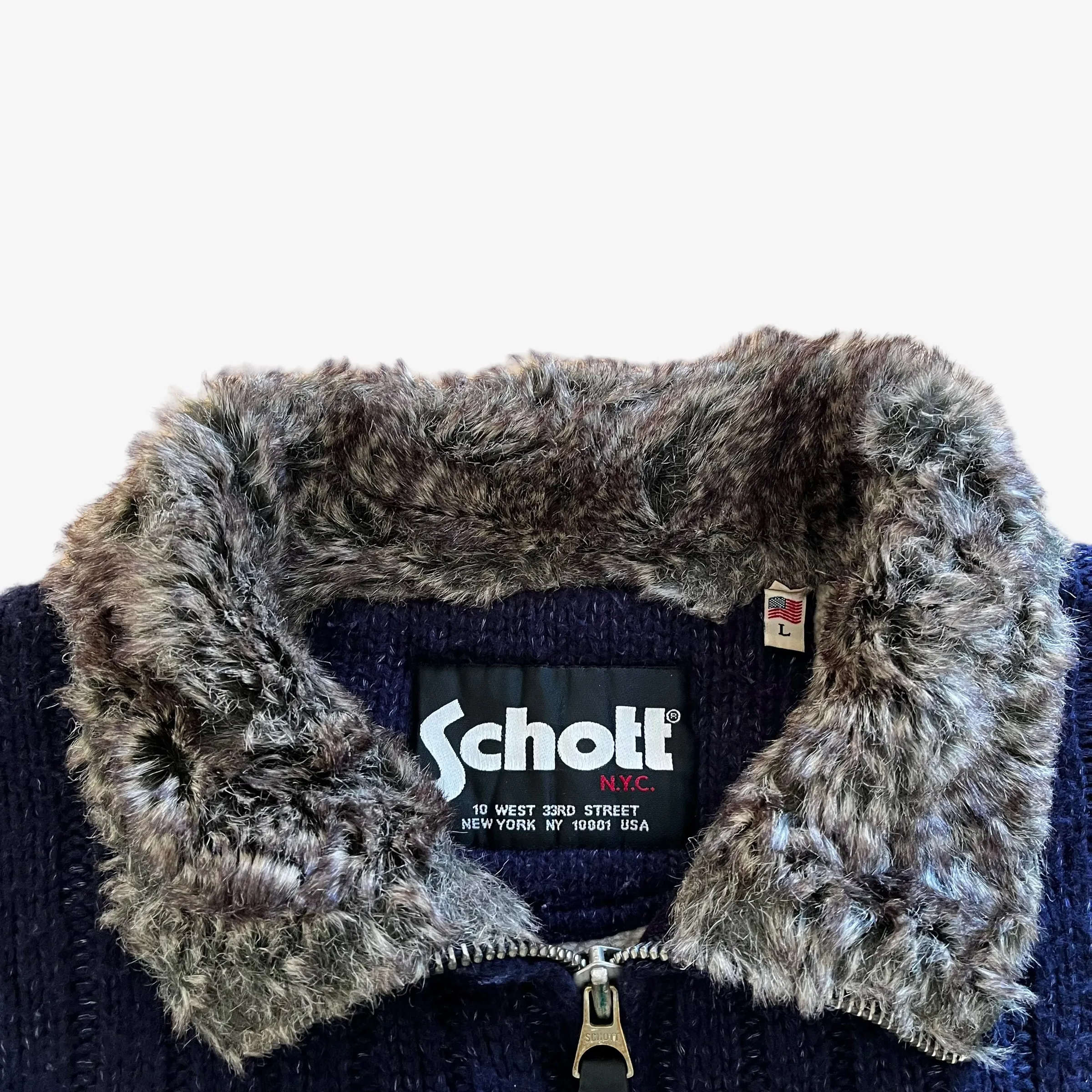 Schott Wool Jacket With Fur Collar