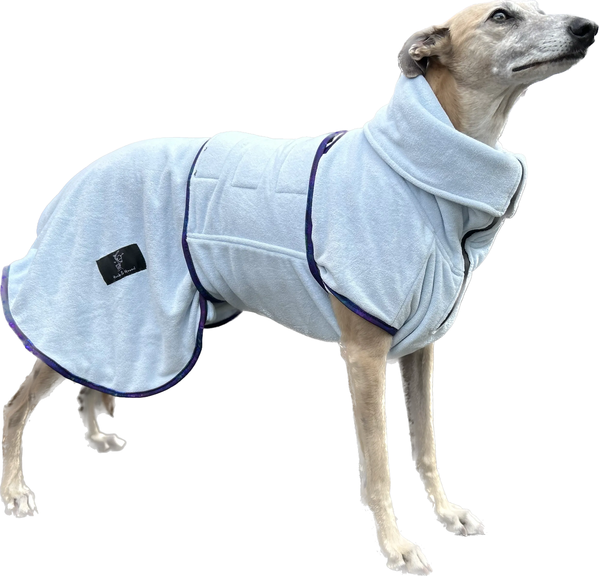 SECONDS- Pathfinder Dog Microfibre Drying Coat - Ice Blue with Marble Trim