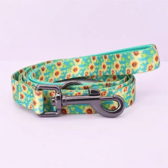 Shiny Sunflowers: Personalized Bow Collar And Leash