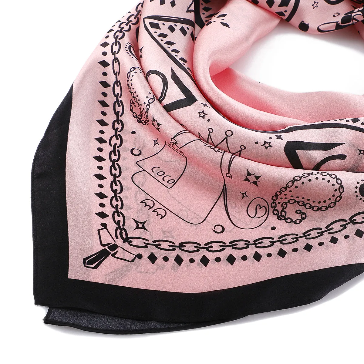 Silk Scarf - Pink & Black