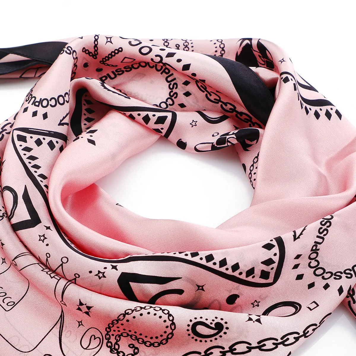 Silk Scarf - Pink & Black