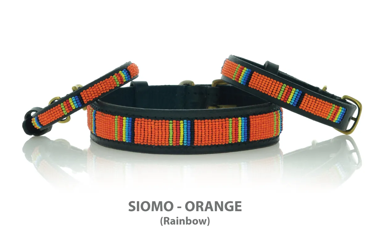 SIOMO ORANGE (Rainbow) Maasai Beaded Collars and Leashes