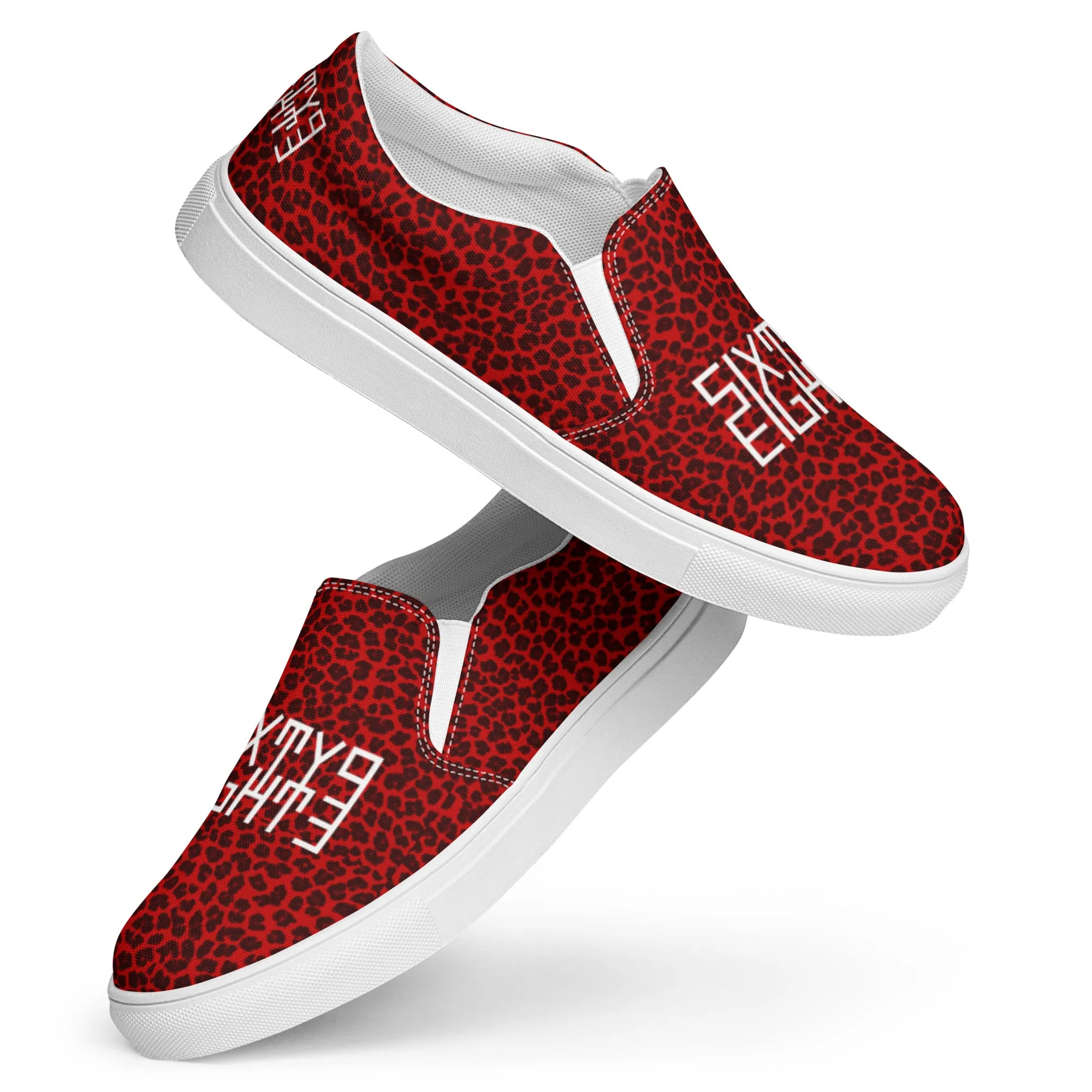 Sixty Eight 93 Logo White Cheetah Red Women's Slip On Shoes