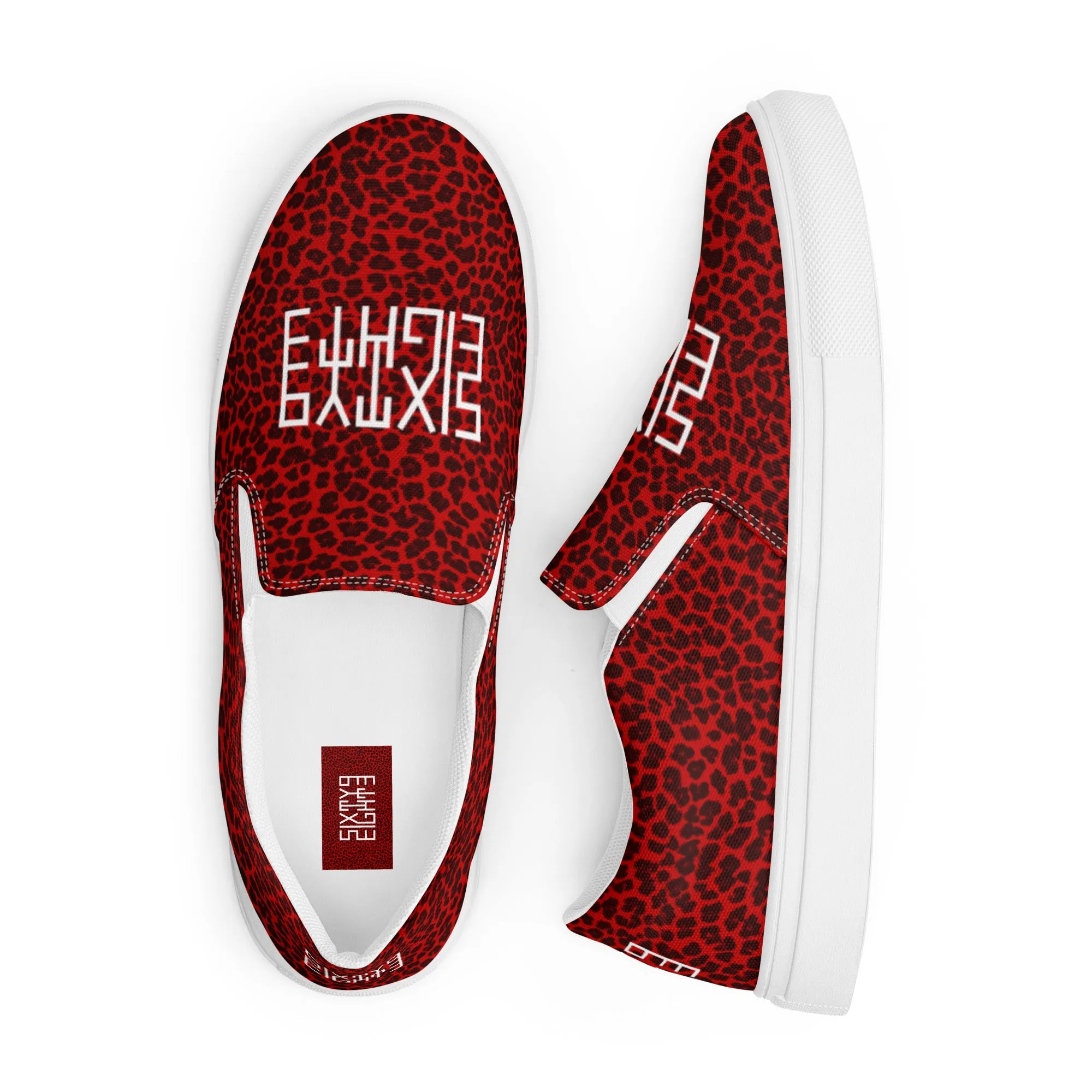 Sixty Eight 93 Logo White Cheetah Red Women's Slip On Shoes