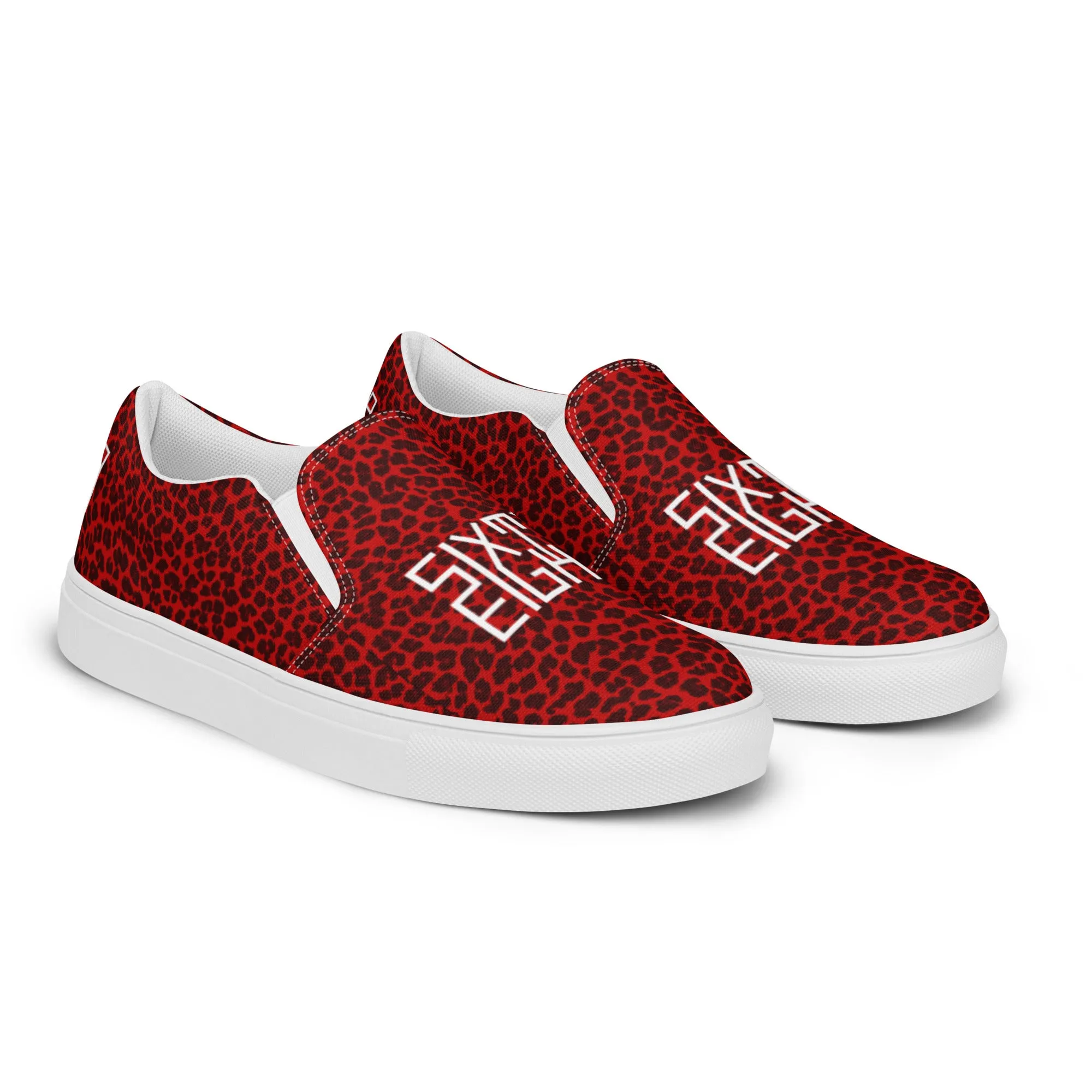 Sixty Eight 93 Logo White Cheetah Red Women's Slip On Shoes