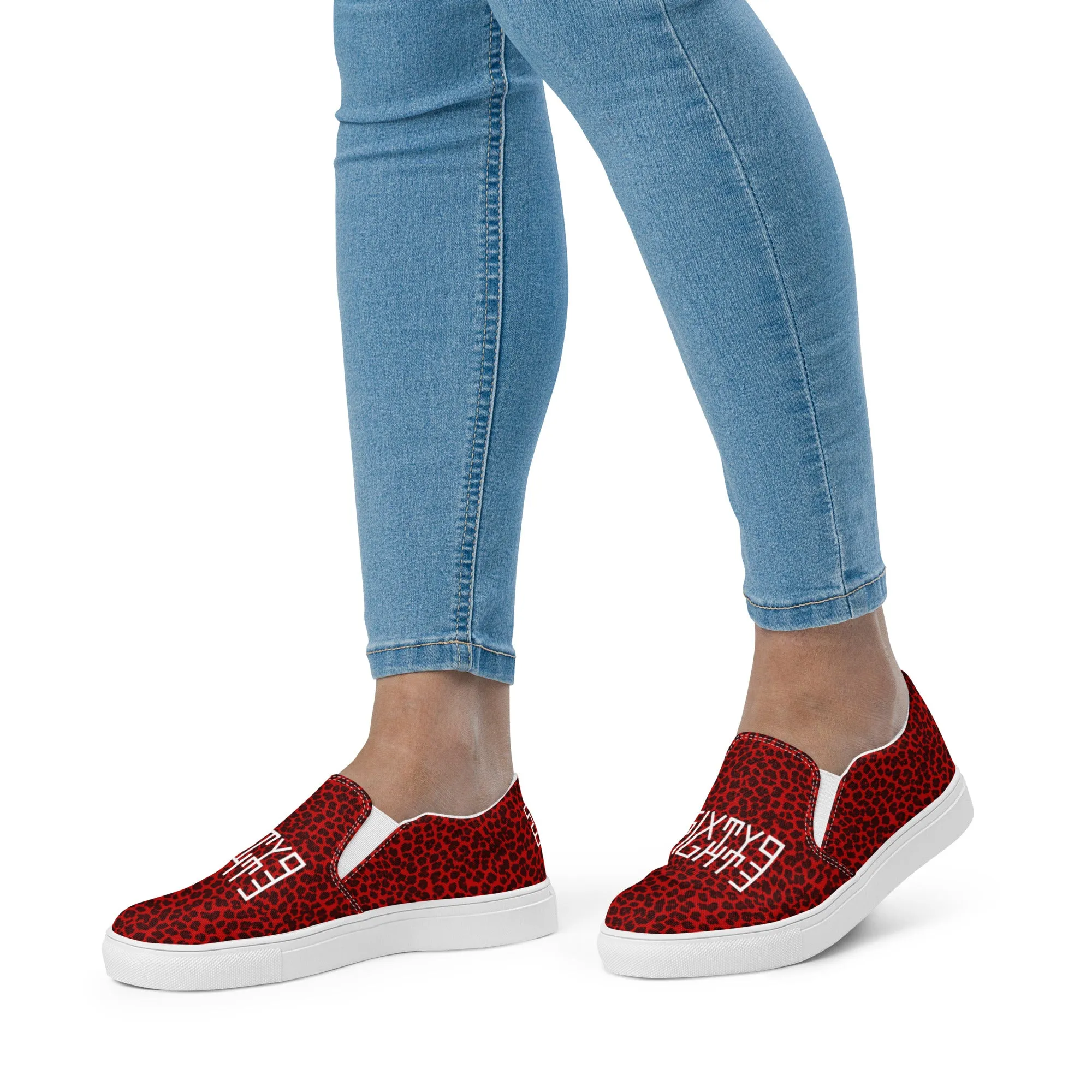 Sixty Eight 93 Logo White Cheetah Red Women's Slip On Shoes