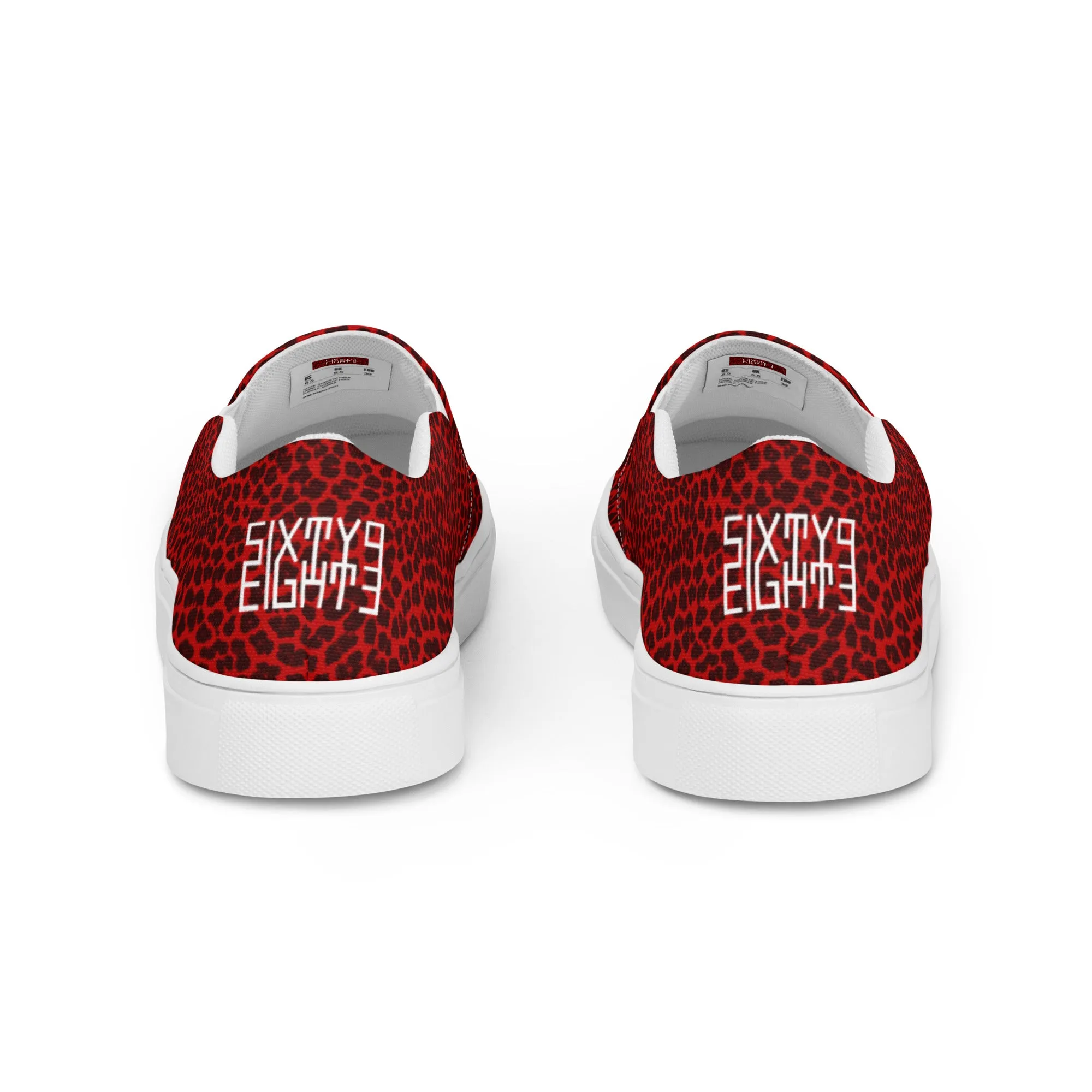 Sixty Eight 93 Logo White Cheetah Red Women's Slip On Shoes