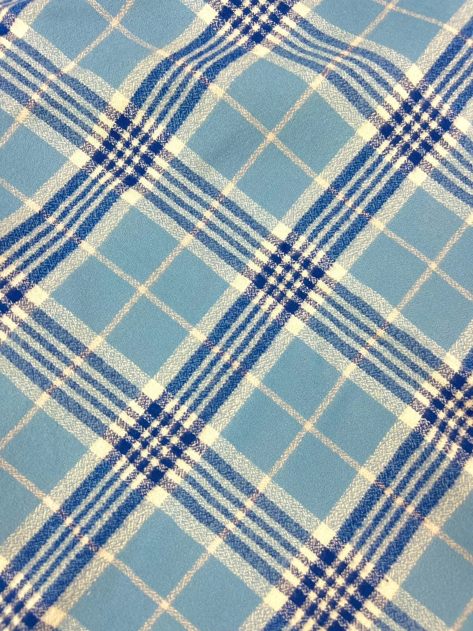 Sky Blue, Royal, and Ivory 100% Organic Cotton Plaid Infinity and Blanket Scarves