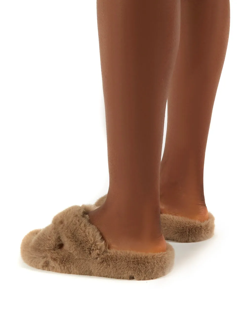 Snuggles Sand Fluffy Faux Fur Slippers