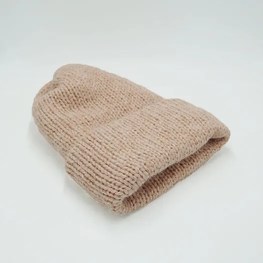 Soft Alpaca Mohair Beanie Knit Hat in Pink