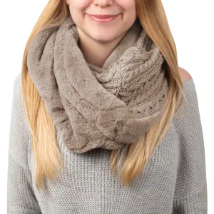 Soft Cable Knit & Faux Fur Infinity Scarf