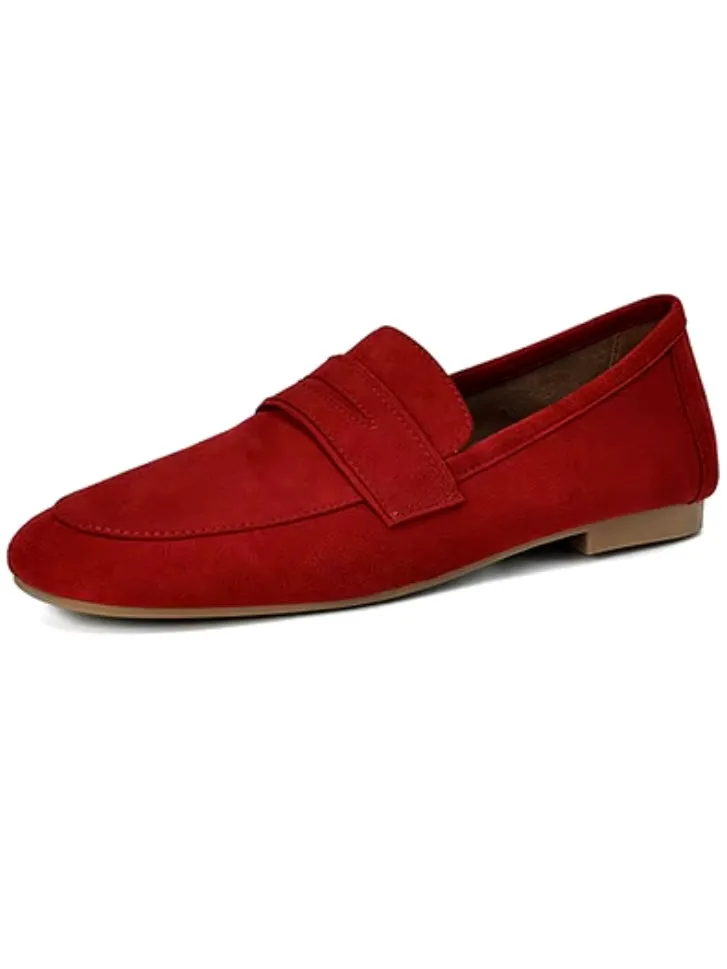 Solid colors faux suede slip on loafers shoes