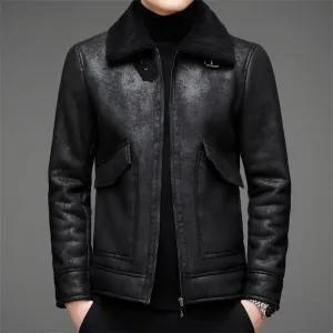 Stylish Vegan Leather Jacket With Fur Collar For Men | Ideal for Winter