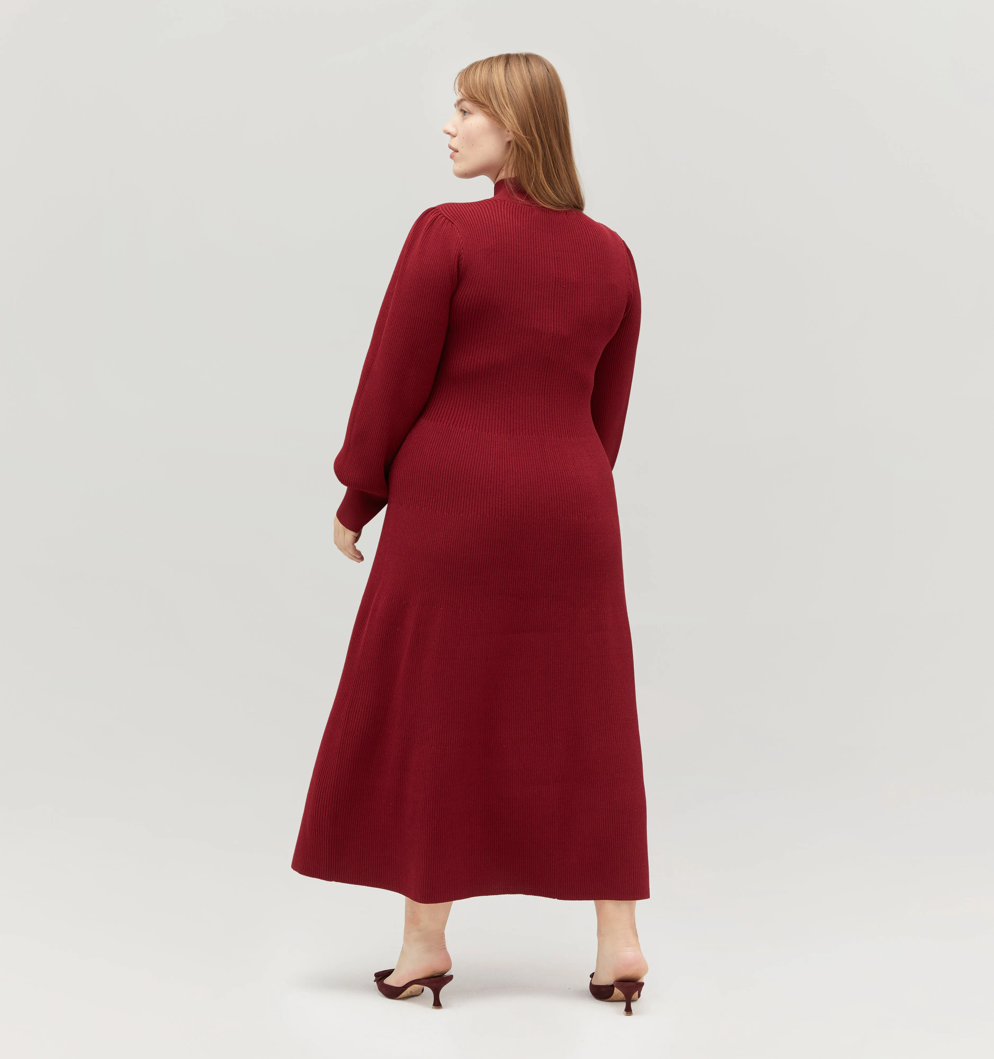 The Persephone Dress - Dark Cherry Rib Knit