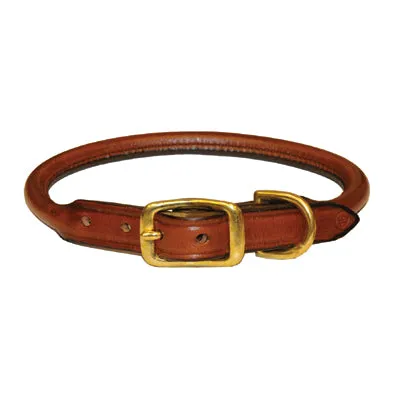 Tory Dog Collar Rolled Leather Oakbark