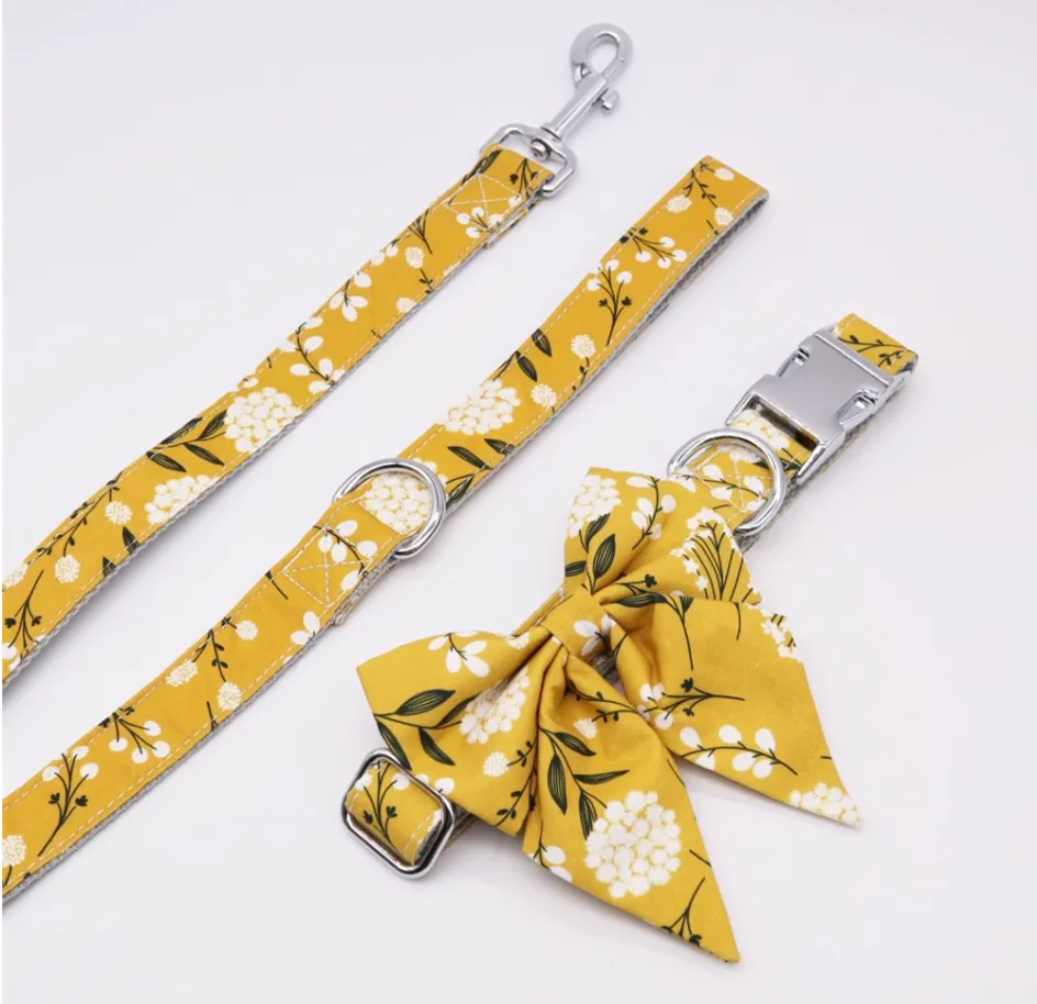 Trendy Mustard Yellow Butterfly Collars | Personalized Dog ID Collars