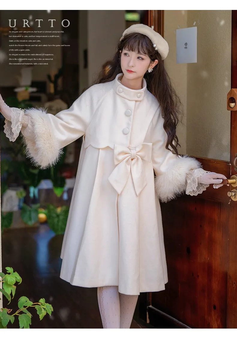 Urtto~Snowflake~Elegant Winter Lolita Thick Coat Fur Collar and Cuffs