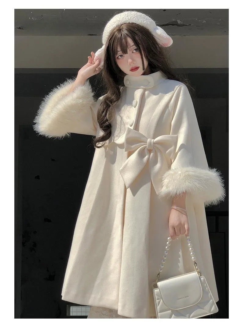 Urtto~Snowflake~Elegant Winter Lolita Thick Coat Fur Collar and Cuffs